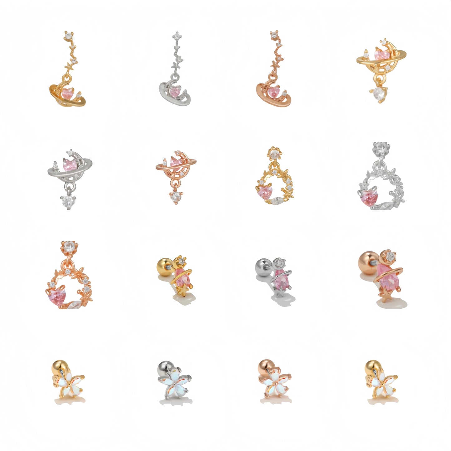 High-quality Korean Zircon Flower Ear Stud Jewelry Wholesale Women Piercing Earrings Gold Plated Starry Sky Brass 18Kgold Tre