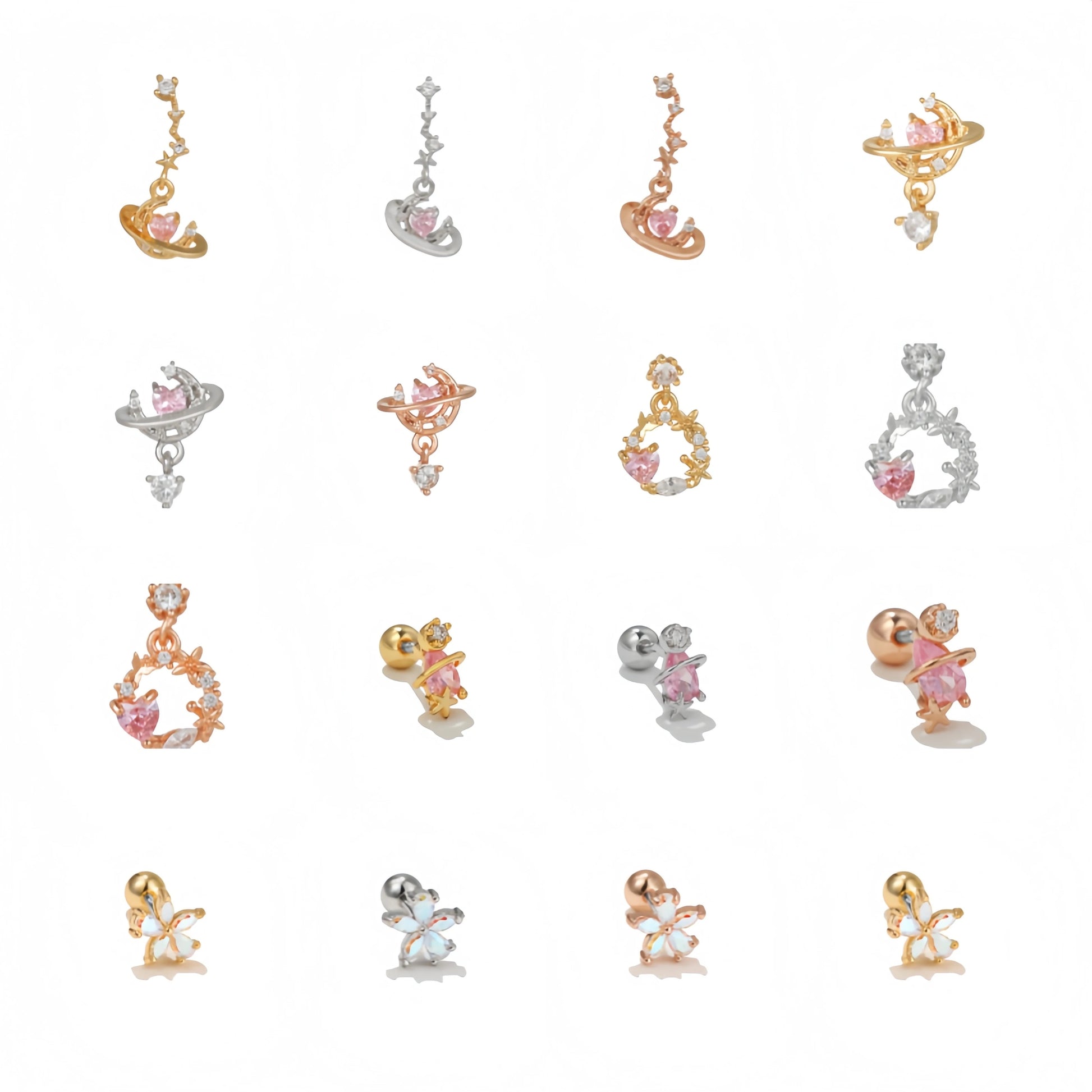 High-quality Korean Zircon Flower Ear Stud Jewelry Wholesale Women Piercing Earrings Gold Plated Starry Sky Brass 18Kgold Tre