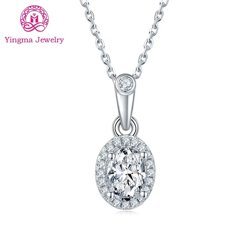 Manufacturer Price Moissanite Pendants Necklace Oval Cut 925 Sterling Silver 5*7mm 1ct Moissanite Necklace Women