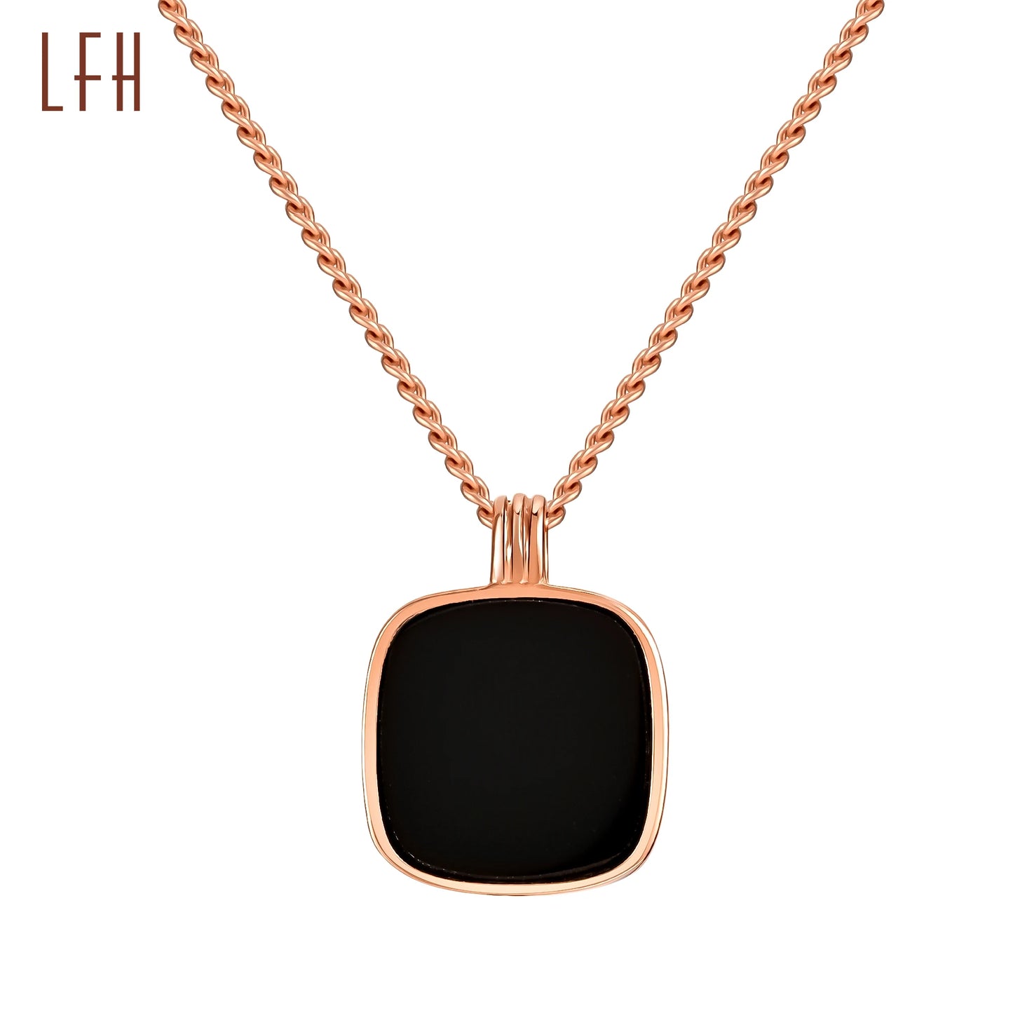 Black Geometric square 18k Real Gold Necklace Women's Light Luxury Niche Design Clavicle Real Gold Chains 2022 New Ins Hip Ho