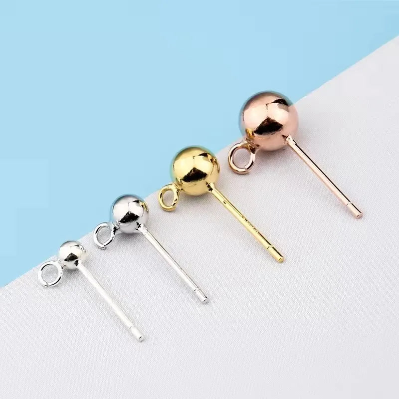 GP Ball Earrings 925 Sterling Silver Stud Ball Earrings Pins Wholesale for DIY Making Earring Accessories