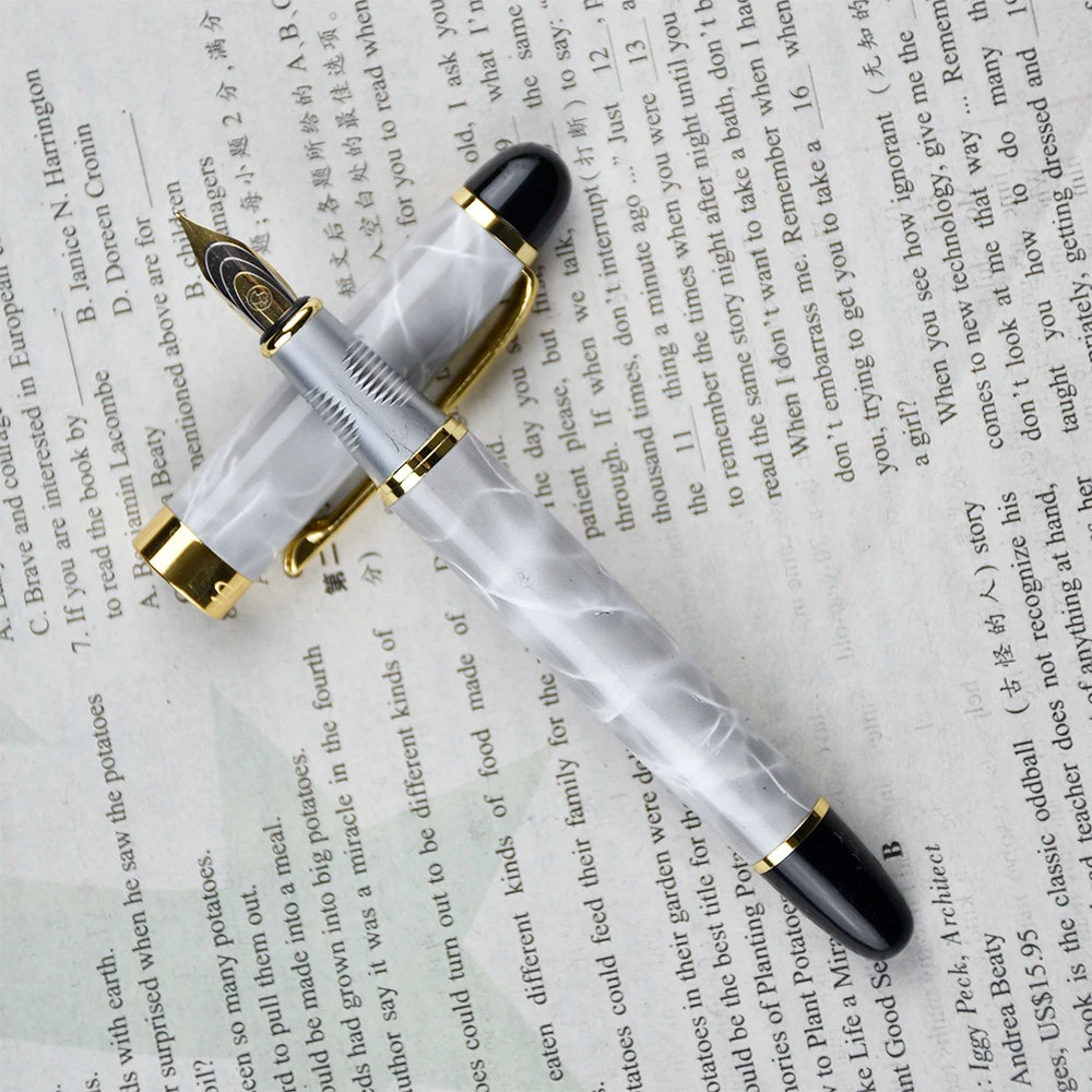 LOW MOQ Custom Print Fountain Pen Luxury Promotional Pen Big Brand Fat Executive Metal Fountain Pen With Ink Converter