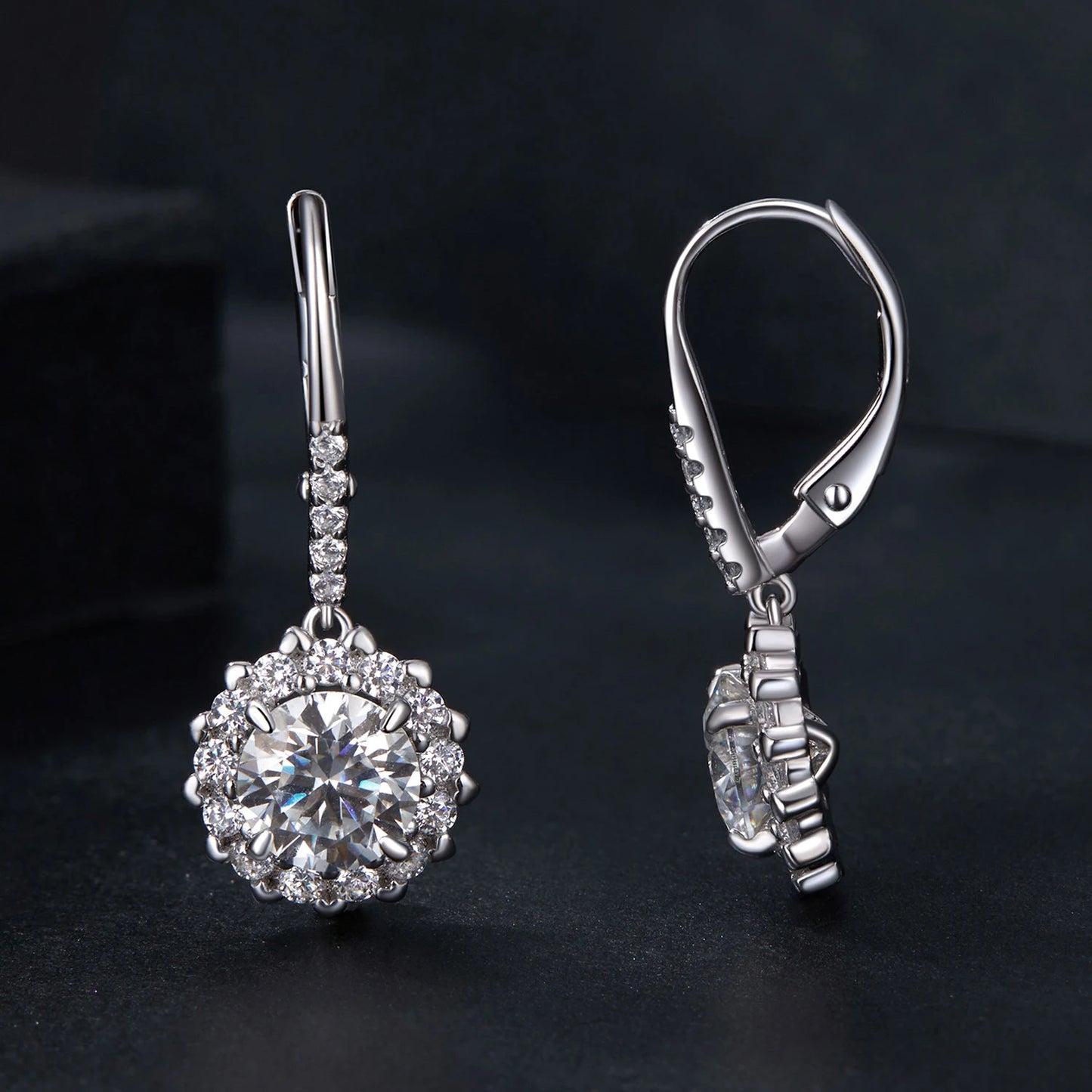 Factory Wholesale Chunky Exaggerated Bridal Earrings Women 925 Sterling Silver Luxury 1Carat Moissanite Earrings