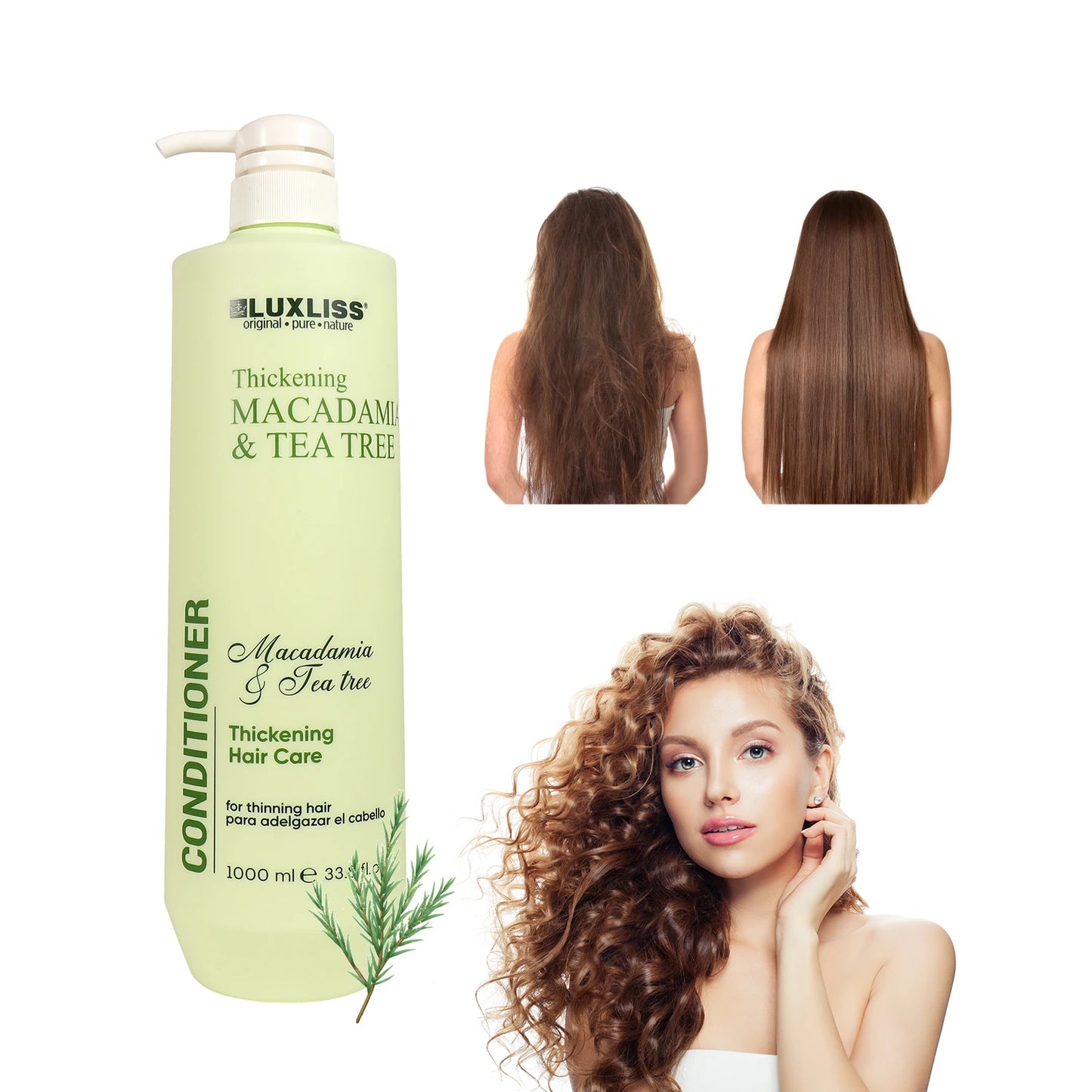 Large Volume Hair Growth Conditioner Shampoo for Soft and Thin Hair Organic Tea Tree Oil Hair Thickening Shampoo and Conditio