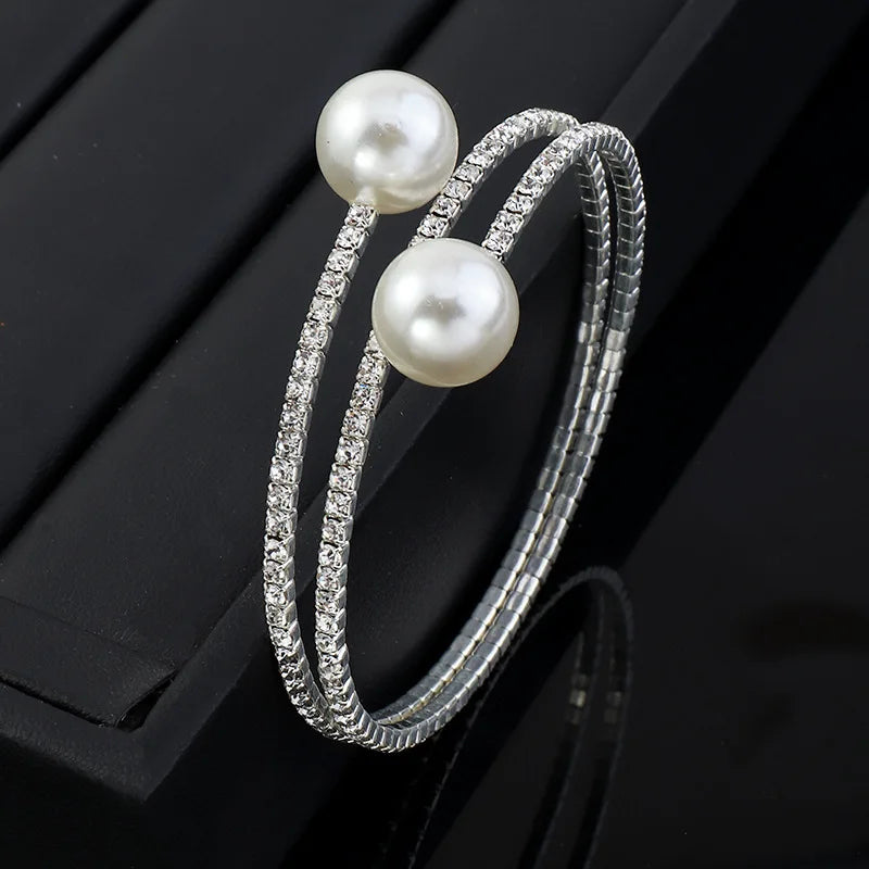 2025 Trendy Temperament Water Diamond Pearl Bracelet Multilayer Pearl Water Diamond Bracelet for Women