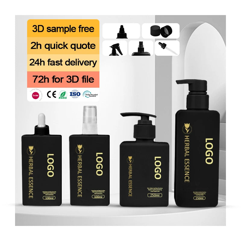 7days Sample Custom HDPE Skin Care Pump Sprayer Plastic Bottle Screen Printing Lotion Plastic Bottle