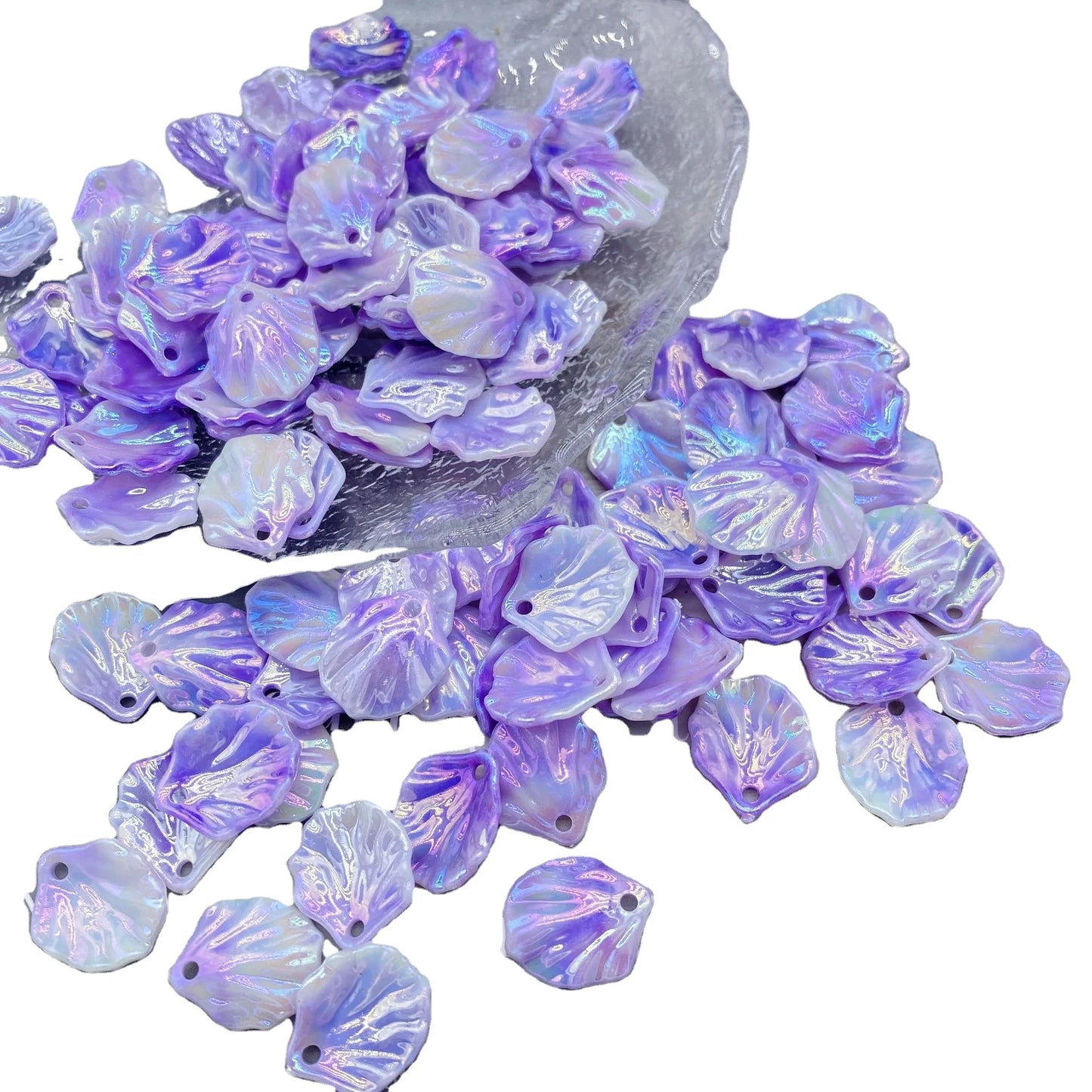 Wholesale Solid Color Size 17*16mm Gradient Acrylic Gold Leaf Beads Loose Beads Shell DIY for Jewelry Petal JewelryAccessorie
