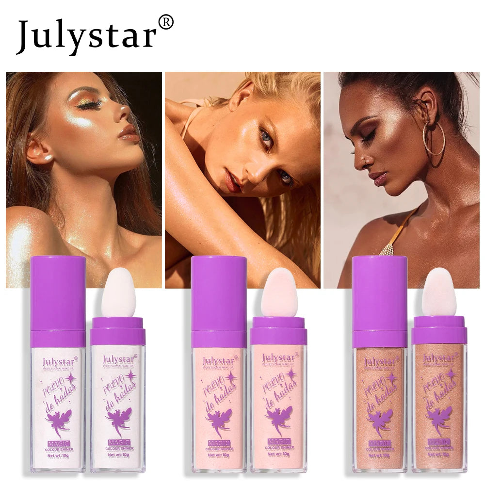 Moonlight White Diamond Highlighter Powder Face Contour Brighten Makeup Single Color Fairy High Light Pat Powder Natural Blus