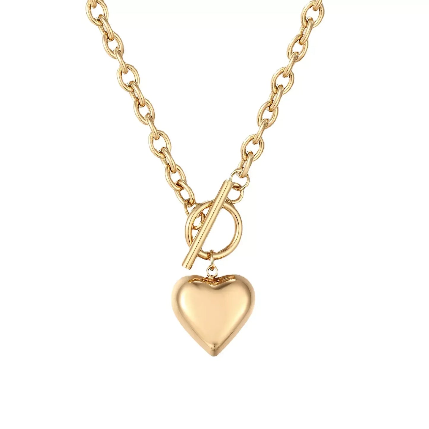 New Arrival Minimalist Chunky Heart Necklace Brass Love Heart Pendant Necklace