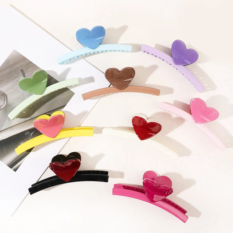 Acrylic Large Heart Shark Hair Claw Clamp Korea Sweet Rectangle Candy Color Claw Clip Love Geometry Thick Hair Clip Wholesale