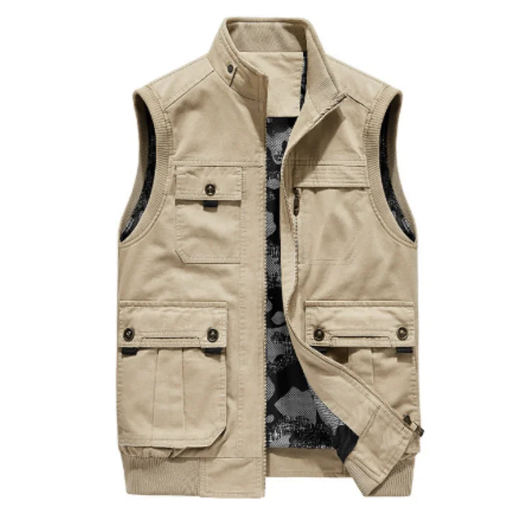 Men's Large Spandex/Polyester Turn-down Collar Sleeveless Zipper Jacket Windproof Quick Dry Breathable Casual Outer Wear Thre