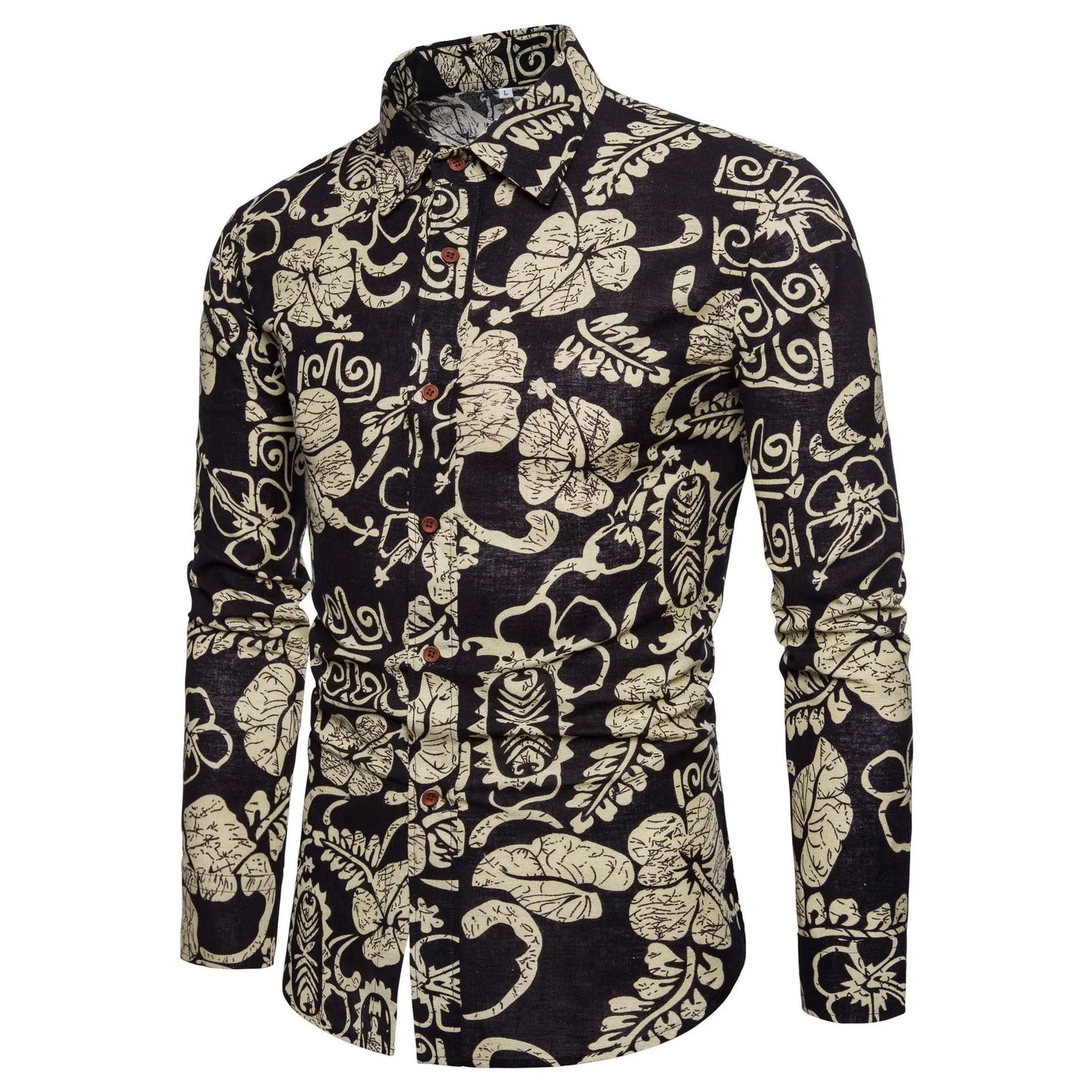 Custom Wholesale Single Breasted Hawaii Long Sleeve Plus Size Beach Shirt Top Man Shirt Print t Shirt