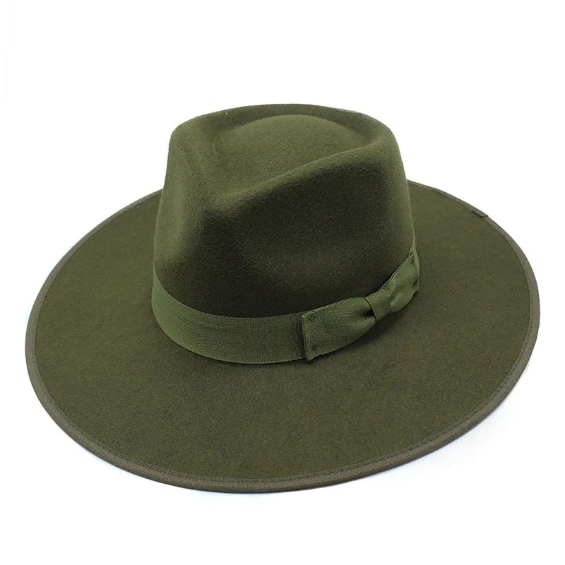 New Fashion Wide Brim Fedora Hat for Men Vintage Style Warm Felt Panama Hat for Casual Outdoor Party Scenes