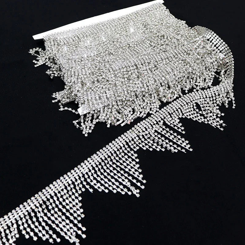 D028 10yards Sew-On 3A Grade Rhinestone Claw Chain Tassel Chain for Body Chain Dress Decoration