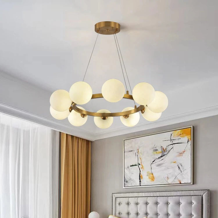 Home Decoration Bedroom Warm Cream air Ceiling Light Pendant Light Creative Glass Chandelier Custom White Glass Ball