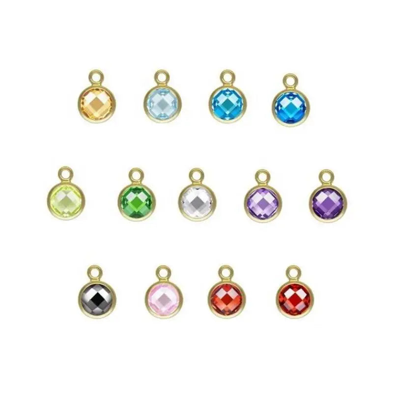 GP 4mm 6mm 8mm DSCB Charm 14k Gold Filled Birthstone Stone Bezel Zircon Checkerboard Permanent Jewelry Chains Making Wholesal