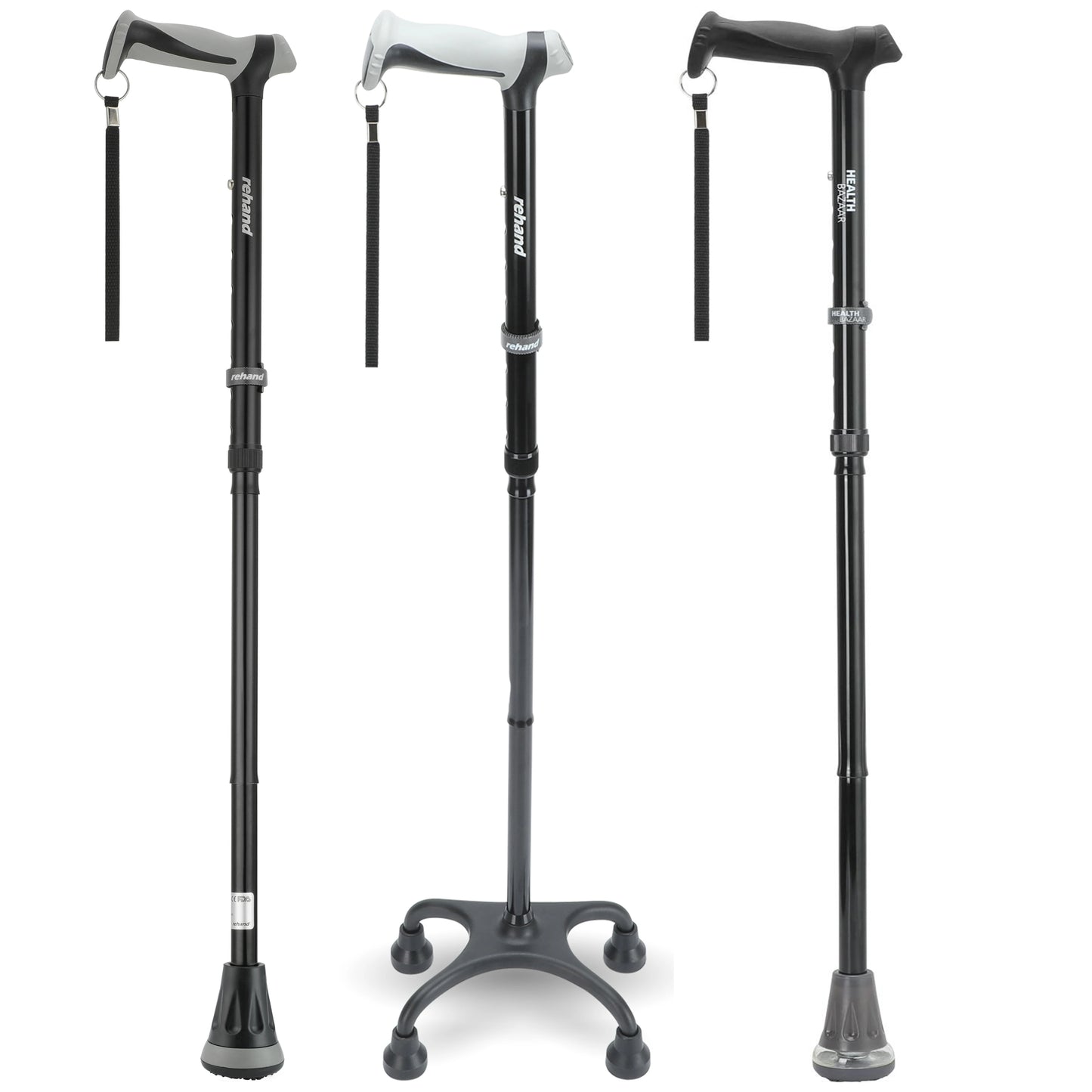 Rehand Foldable Aluminum Walking Cane Adjustable 78-96cm Lightweight & Portable Multi-Use Hand Walking Stick