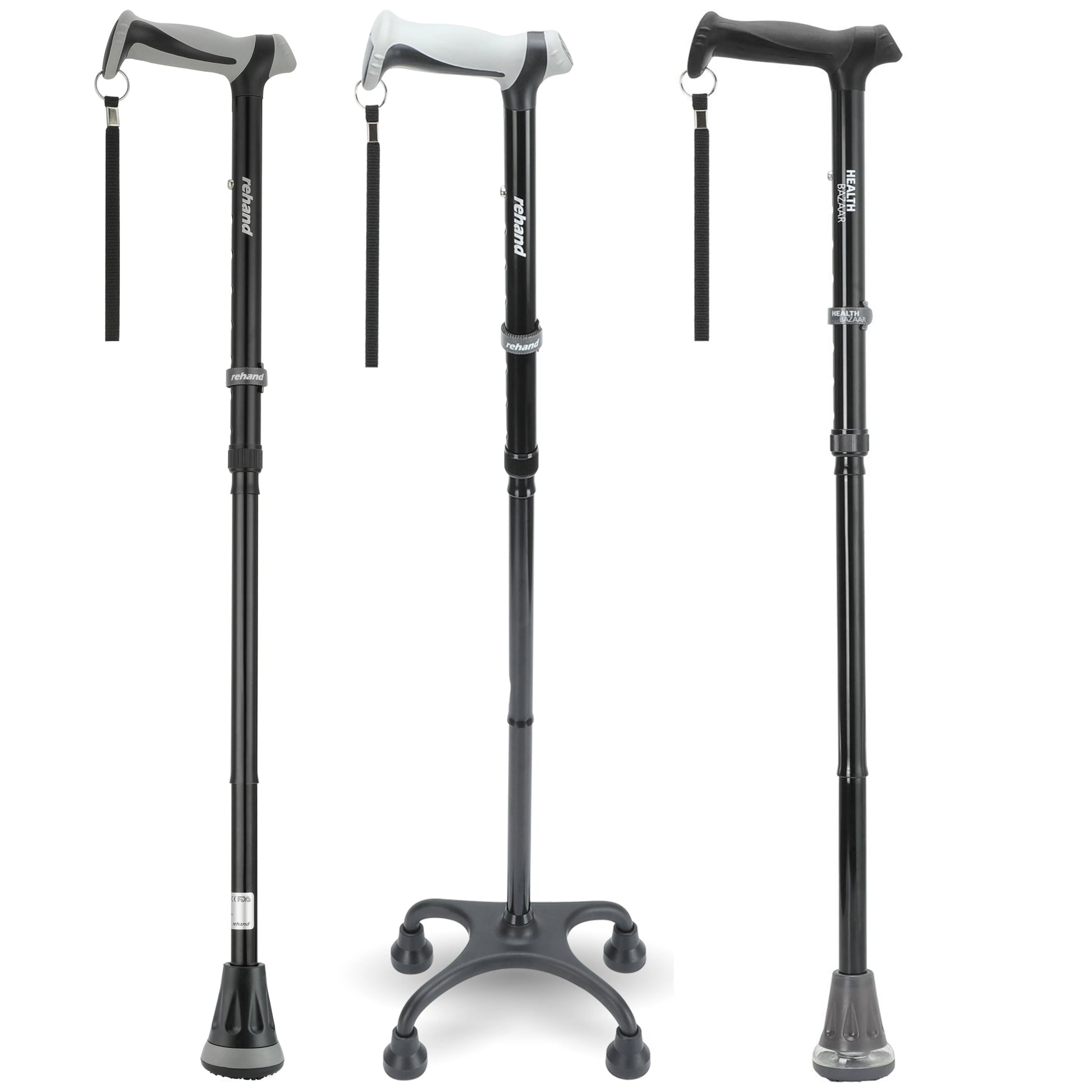 Rehand Foldable Aluminum Walking Cane Adjustable 78-96cm Lightweight & Portable Multi-Use Hand Walking Stick
