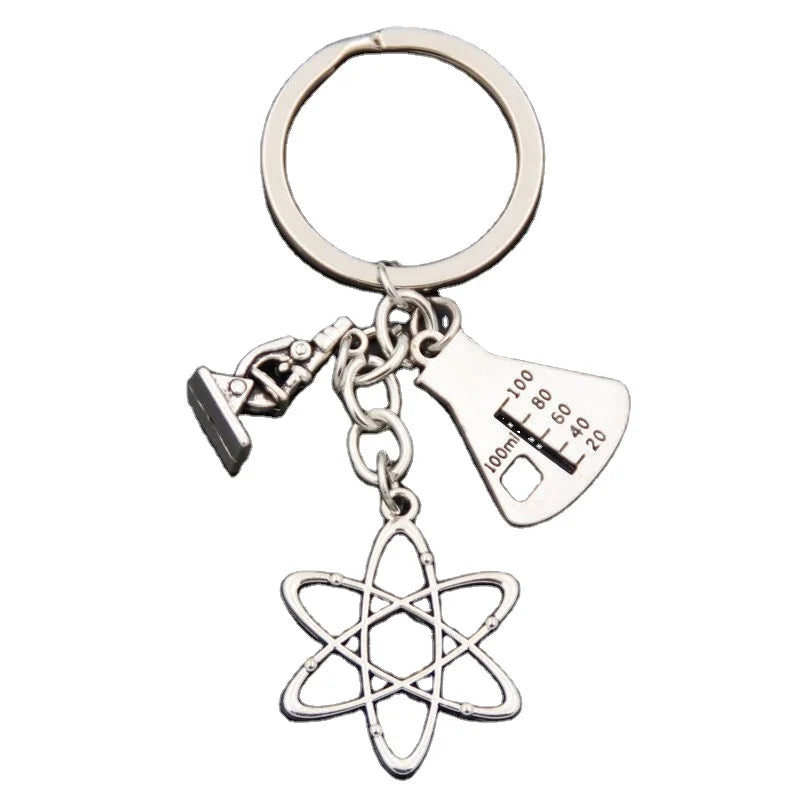 Interesting Key Ring Chemistry Teacher Gift DNA Chemistry Microscope Biology Experiment Keychain