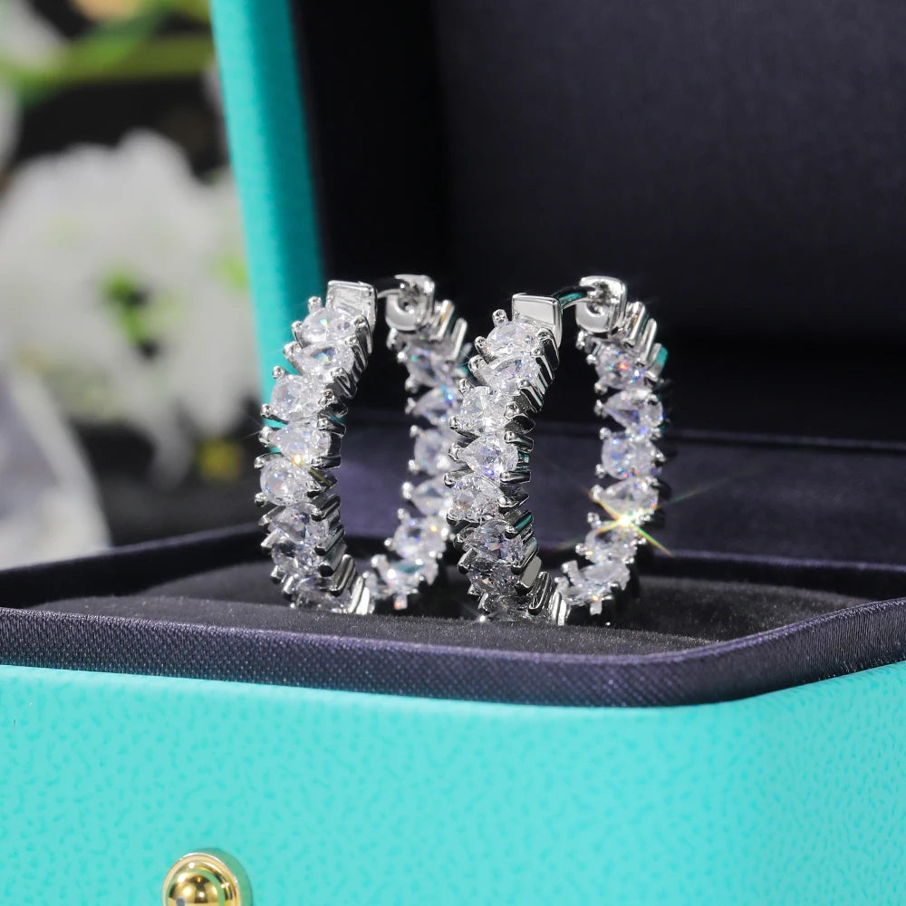CAOSHI High-quality Silver Color/Gold Color Earrings Women Wedding Party Hoop Earring Versatile Luxury Cubic Zirconia Jewelry
