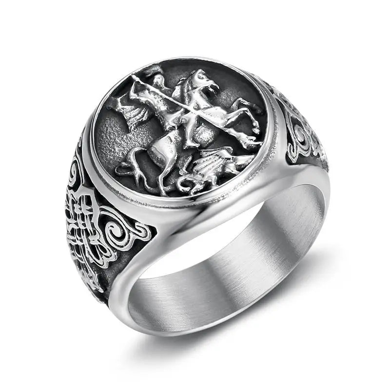 Men's Retro Styling Gold Plated Stainless Steel Classic Ring for Party or Gift Fashion Jewelry