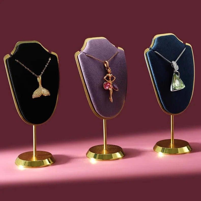 New Jewelry Display Props Pendant Necklace Jewelry Shooting Display Metal Microfiber Necklace Display Rack
