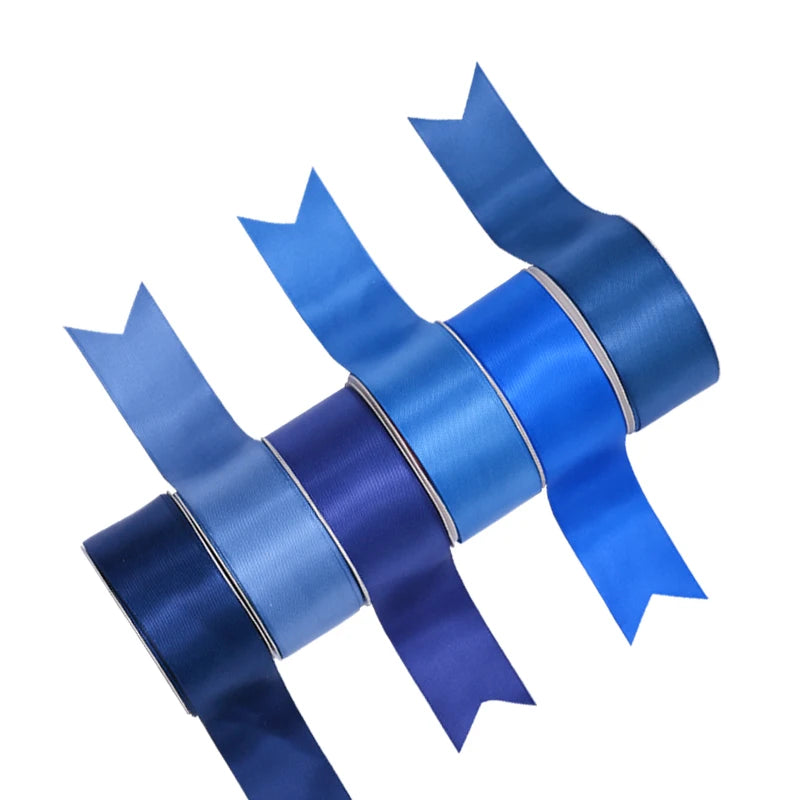 Factory Price Wholesale Luxury Double Face Blue Satin Ribbon for Holiday Party 38MM 100 Yard