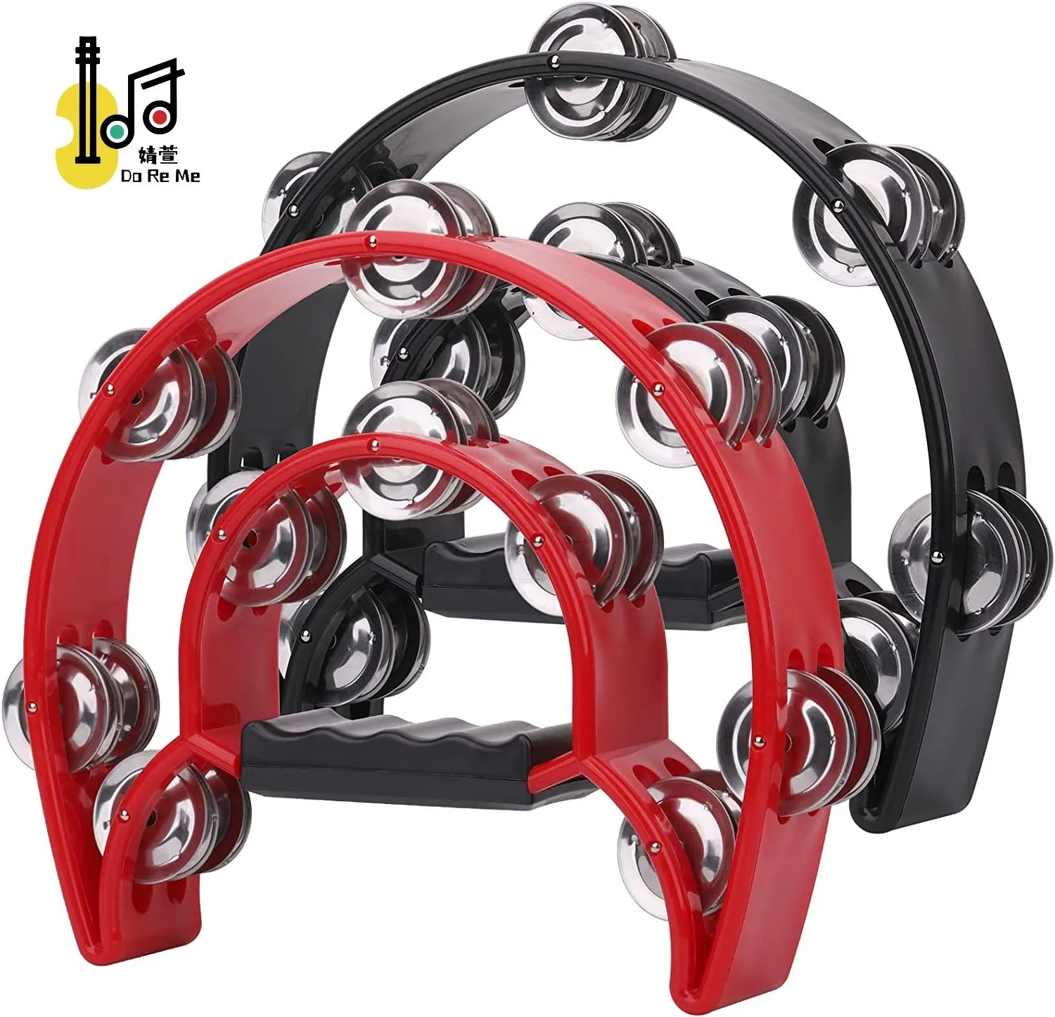 Colorful Double Row Half Moon Handheld Plastic Tambourine the Tambourin Power-2 Factory Price Musical Instrument for Adult Pa