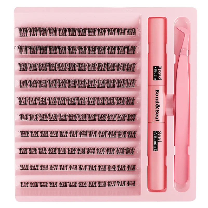 Private Label DIY Cluster Lash Kit Handmade Fan Cluster Eyelash Extensions Natural Style Yourself False Eyelashes Set