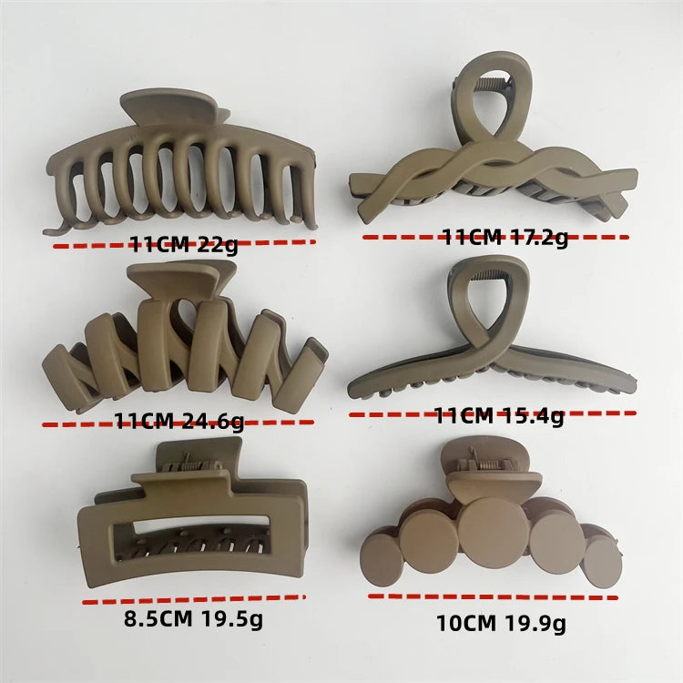 Hot Sale 6pcs Box Set of Brown Mocha White Black Geometric Hair Claw Clips Cheap Price Wholesale Hair Accessories