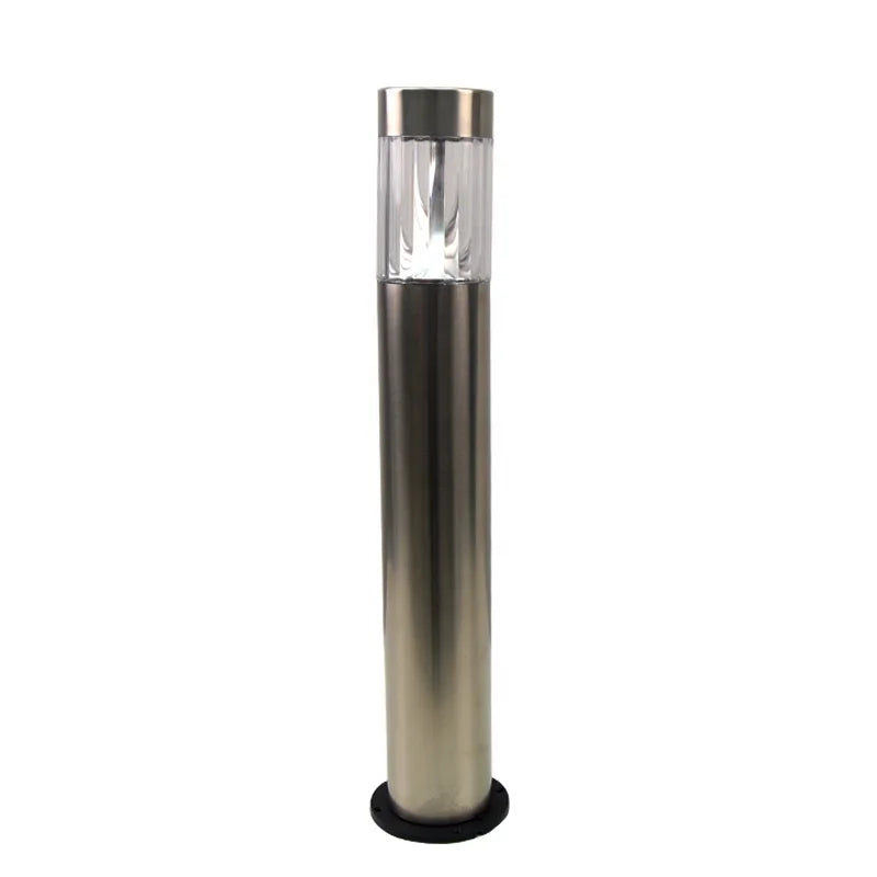 Cheap Solar Cylinder Stainless Steel Outdoor Waterproof Garden Light Round Lamp LED Lawn Lights 1200mAh Battery 10x10x50CM