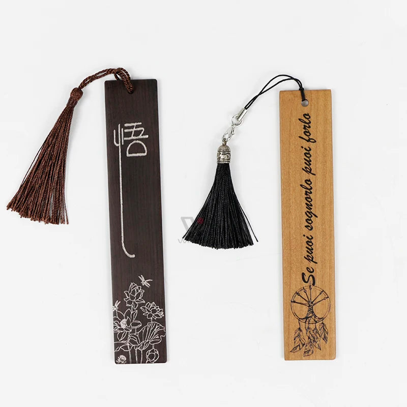 Promotional Gift Custom Shape Wood Blank Book Marks Book Page Marker Tag Wooden Bookmarks Custom With Tassels