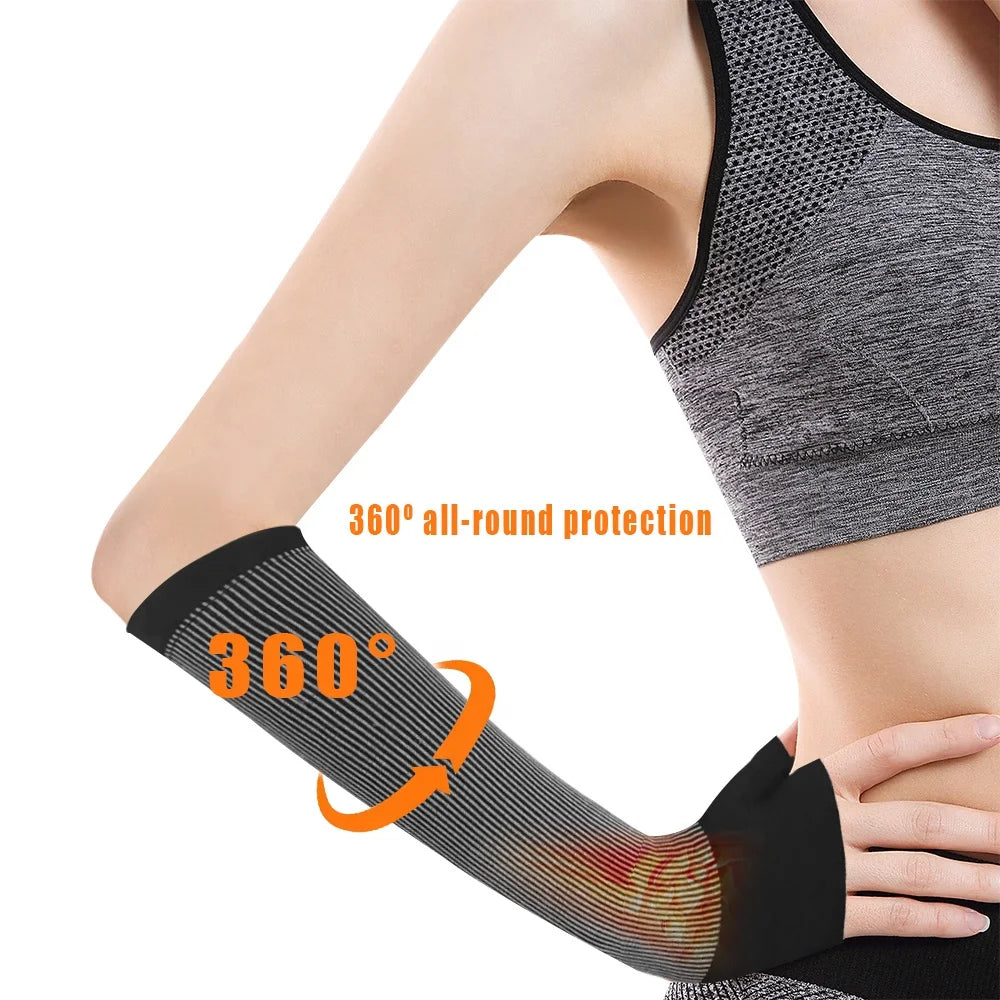 Forearm Compression Sleeves Half Arm Support Palm Guard 20-30mmhg Breathable Foldable Adjustable Unisex Nylon & Spandex