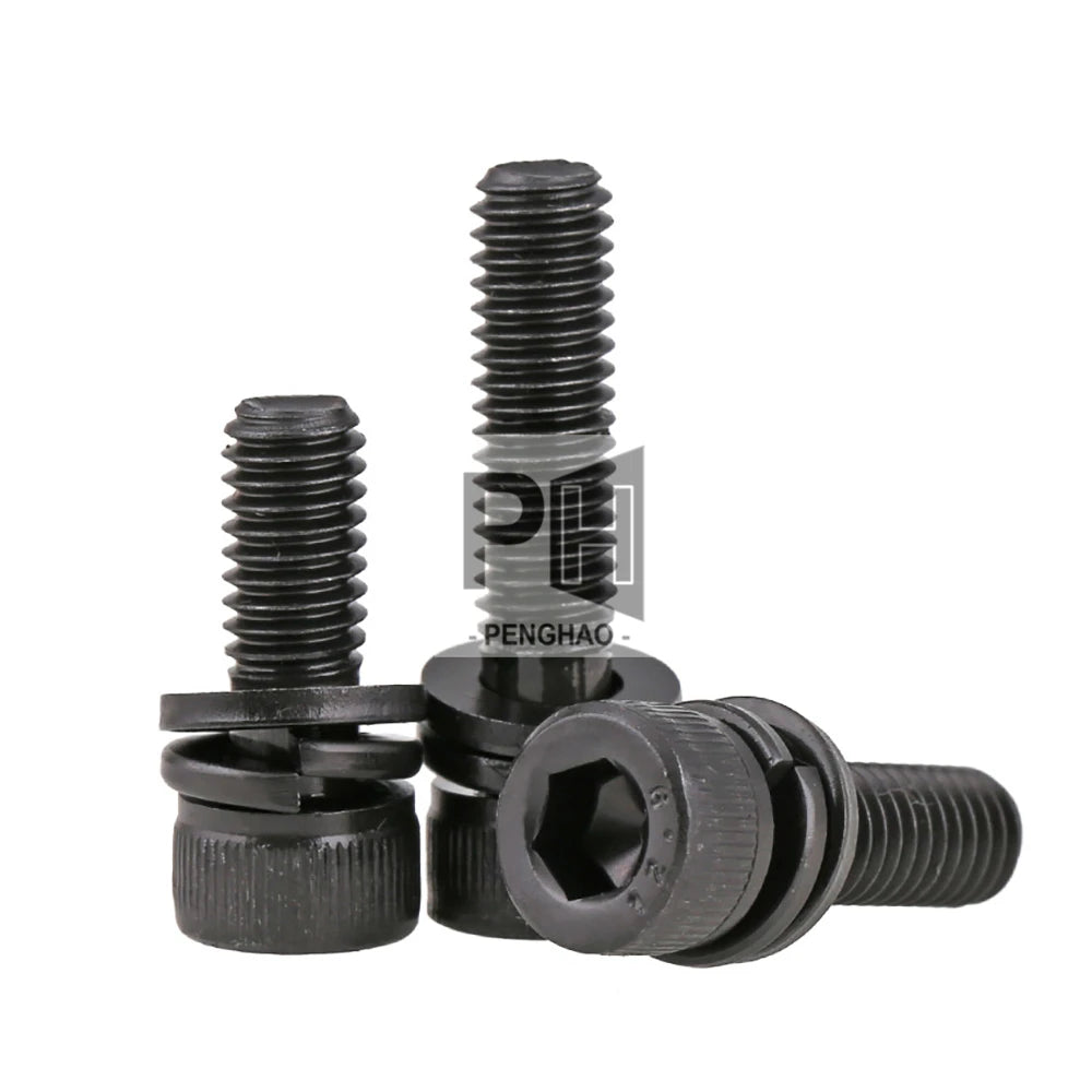 SEMS Combination Cup Screws M3 M4 M5 M6 M8 M10 M12 Grade 12.9 Alloy Steel Washers Bolt Oxide Hex Hexagon Socket Cap Head Scre