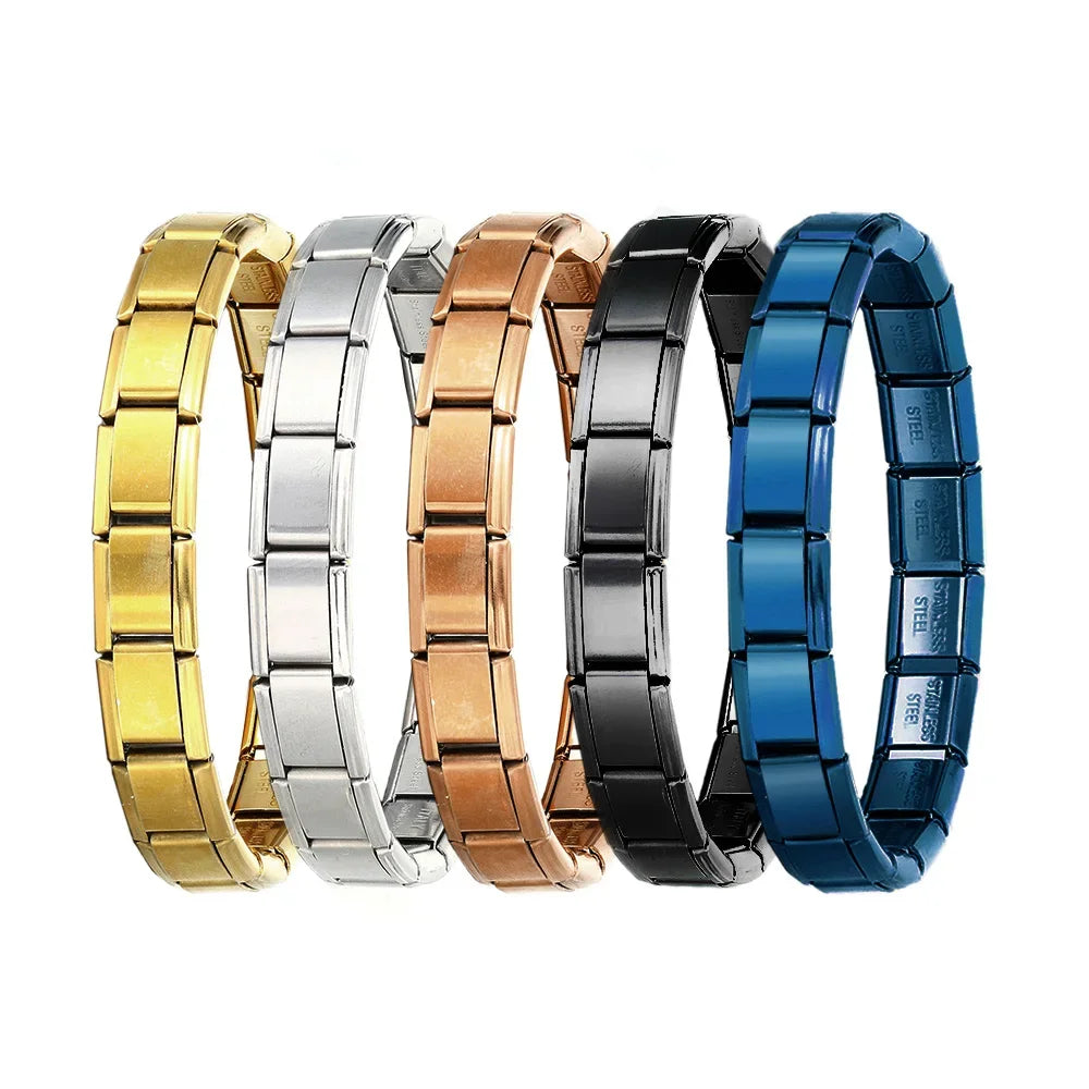 Y2k Gold Color Plated 9mmItalian Charm Bracelet Link Charm DIY Jewelry Making Hand Chain