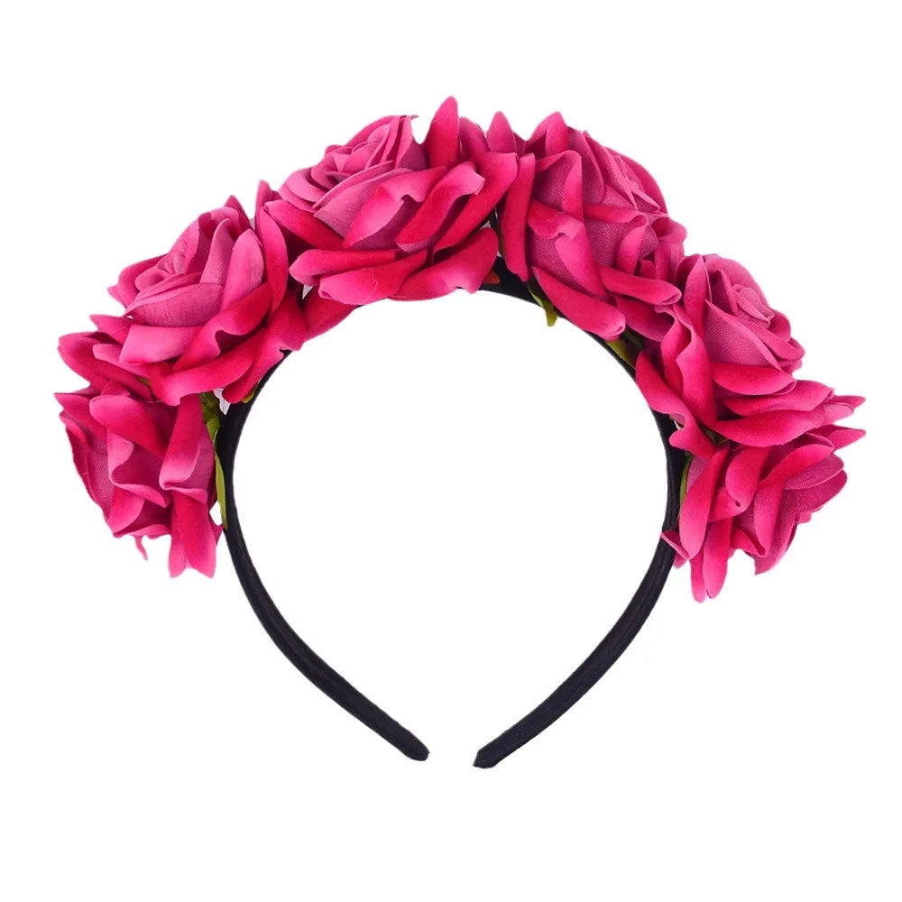 Fashion Artificial Rose Floral Headband Wedding Bridal Crown Cosplay Costume Party Hair Band for Cosplay & Special Occasions