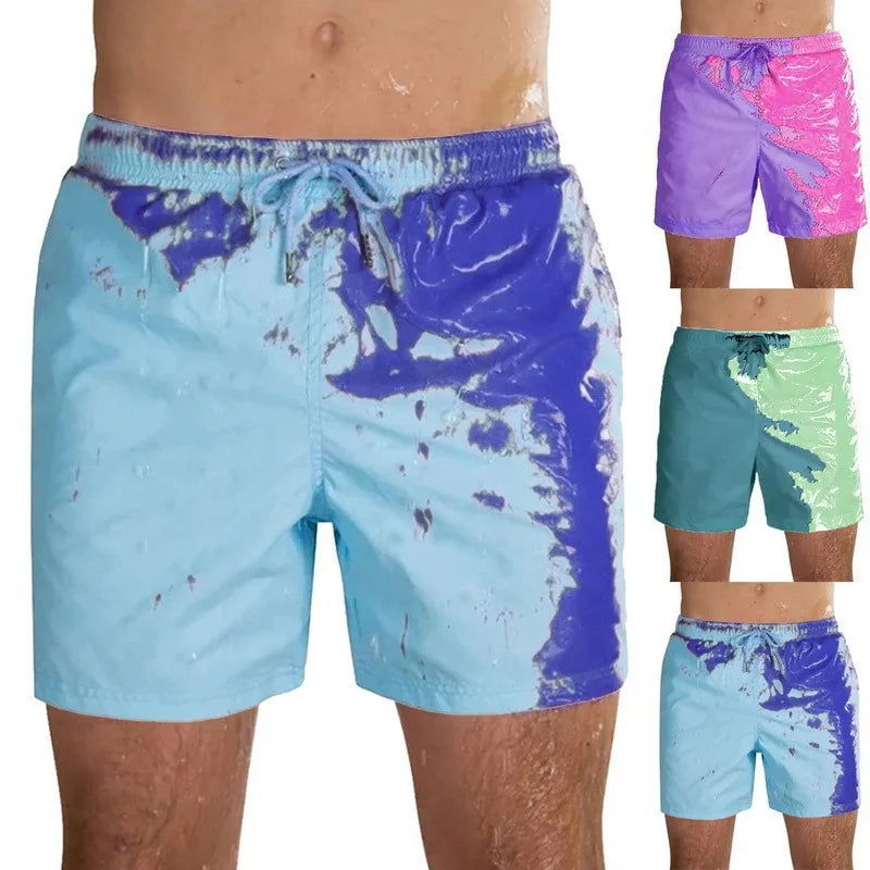 Custom Men's Beach Shorts Water Color Change Beach Pants Color Sh Swimming Trunks Large Size Temperature Quick Change Dry Sen