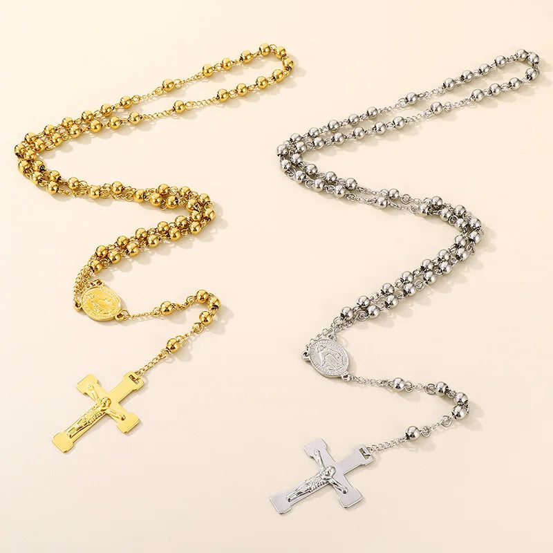 Religious 18K Gold Plated Virgin Mary Guadalupe Virgen Rosaries San Judas Tadeo Necklace Rosary Oro Laminado Wholesale