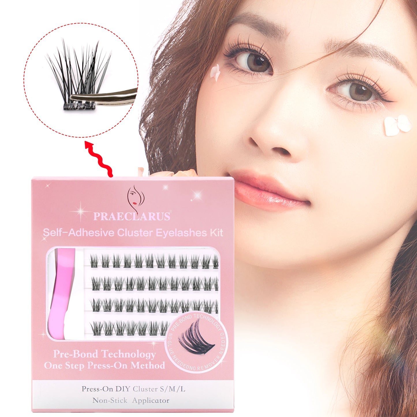 Self-Adhesive Lashes Pre Bond Technology No Glue Needed Lashes Eyelash Clusters