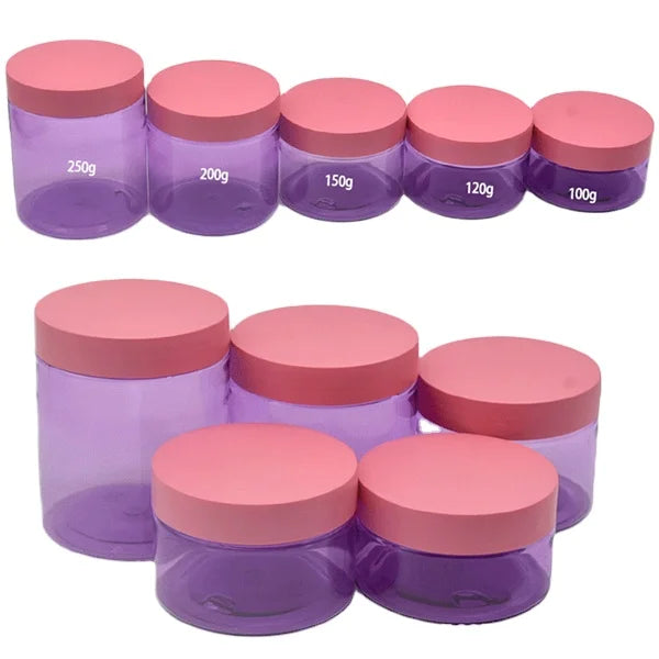Versatile Packaging 1 oz 2 oz 4 oz 8 oz Purple Plastic Jars for Cosmetic Food Storage PET Straight Sided Jars with Aluminum C