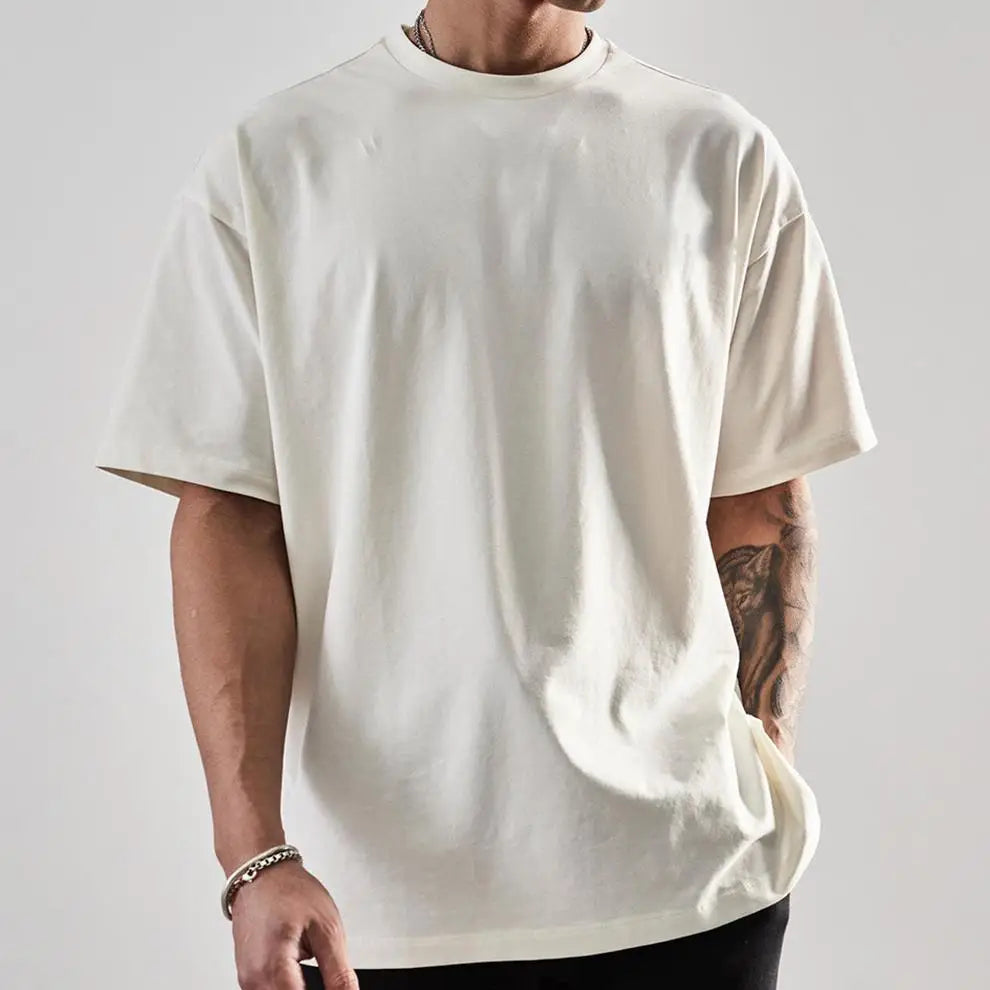 230g Oversized 100% Cotton Gym T-Shirt Drop Shoulder Loose Custom Shirts for Men Print Plus Size Men's T-Shirts