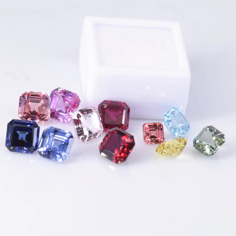 Asscher Cut Corundum Gemstone Lab Grown Morgan Pink Yellow Ruby Sapphire Loose Gemstones Lab Created Sapphire