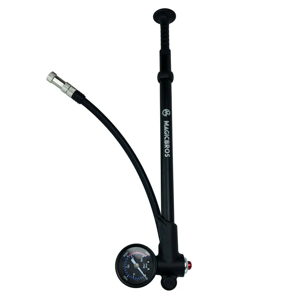 MAGICBROS MG-FP128 Aluminum Alloy Multifunction Bicycle Tire/Fork/Absorber Hand Pump with Precision Air Pressure Gauge >160PS