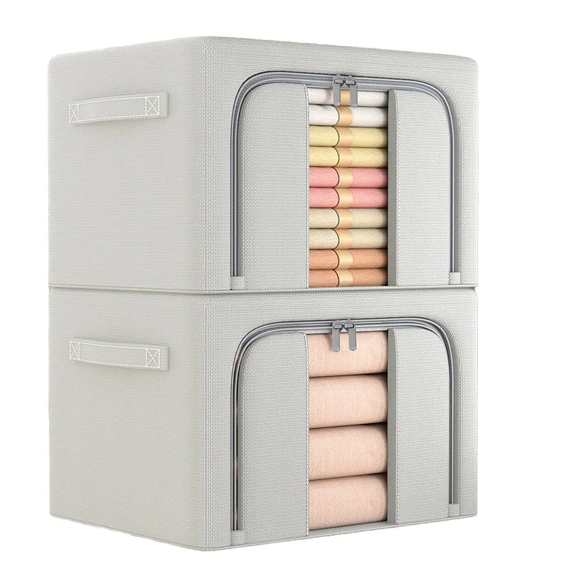 Lavinia Folding Wholesale Collapsible Cotton Linen Clothes Organizer Bags Fabric Storage Boxes