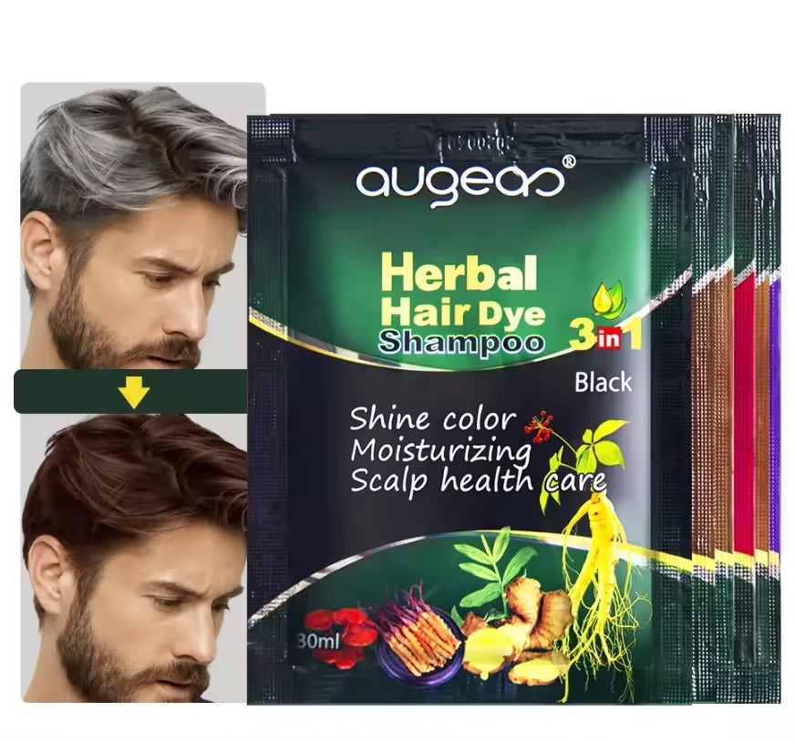 Private Label Factory Price Hair Dye Manufactuor Color Hair Shampoo Ammonia Free Herbal 3 in 1 Black Hair Dye Shampoo