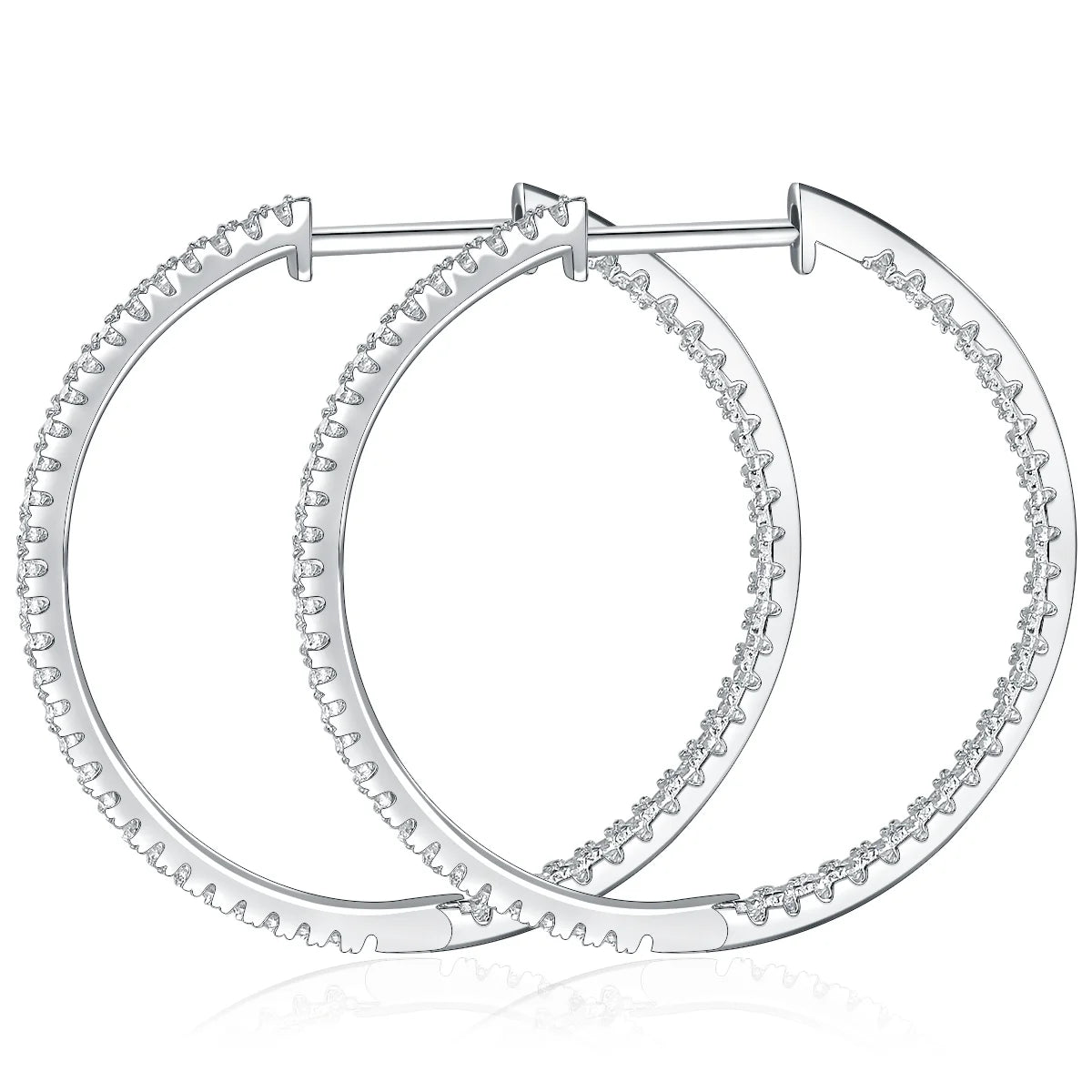 Factory Direct Sales Classic Unisex Hoop Earrings 925 Sterling Silver Rhodium Plated 30mm High-End GRA Certified Moissanite