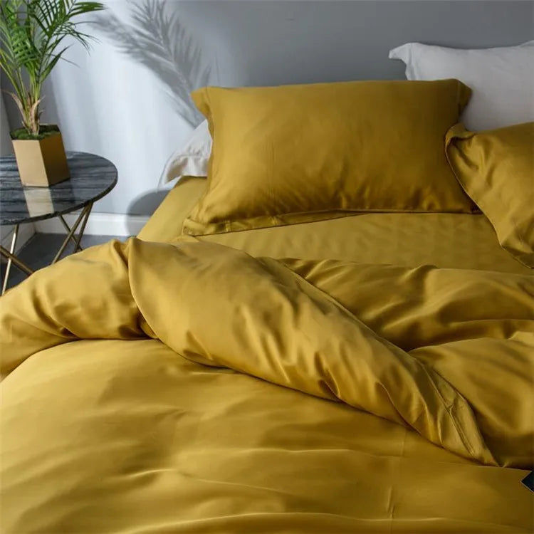 Organic 100% Bamboo 300TC Bedding Sheet Sets 4-Piece King Size Quilt Cover Filling Simple for Home Bedroom