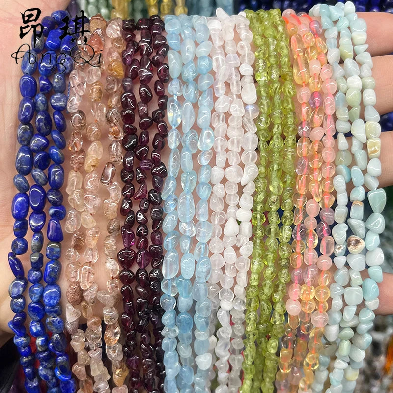 Wholesale Drilled Natural Irregular Nugget Stone Beads 3-5mm Small Pebble Stone Beads DIY Necklace Bracelet