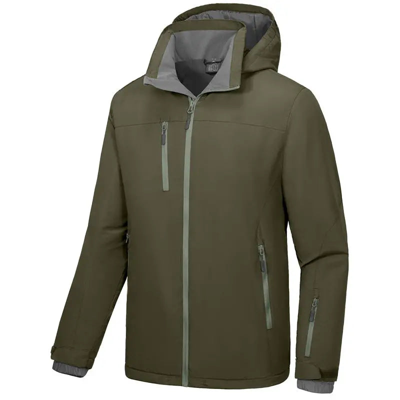 Men's Zip Winter Varsity Jacket Reversible Finished Waterproof Running Golf Mountain Biking Hood Lightweight Canvas Letter Fr