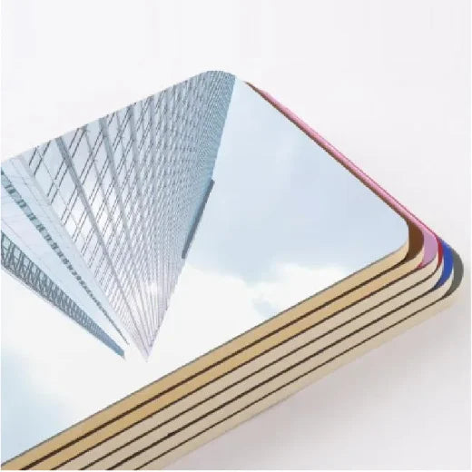 DEMAX Charcoal Boards 1220*2440mm  Red Silvery Mirror/Metal Surface WPC Bamboo Boards Home Hotel Decor Wall Boards